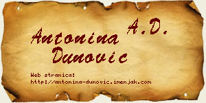 Antonina Dunović vizit kartica